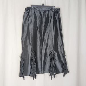 Serafina Black Fringe Midi Skirt Size 18 Elastic Waist